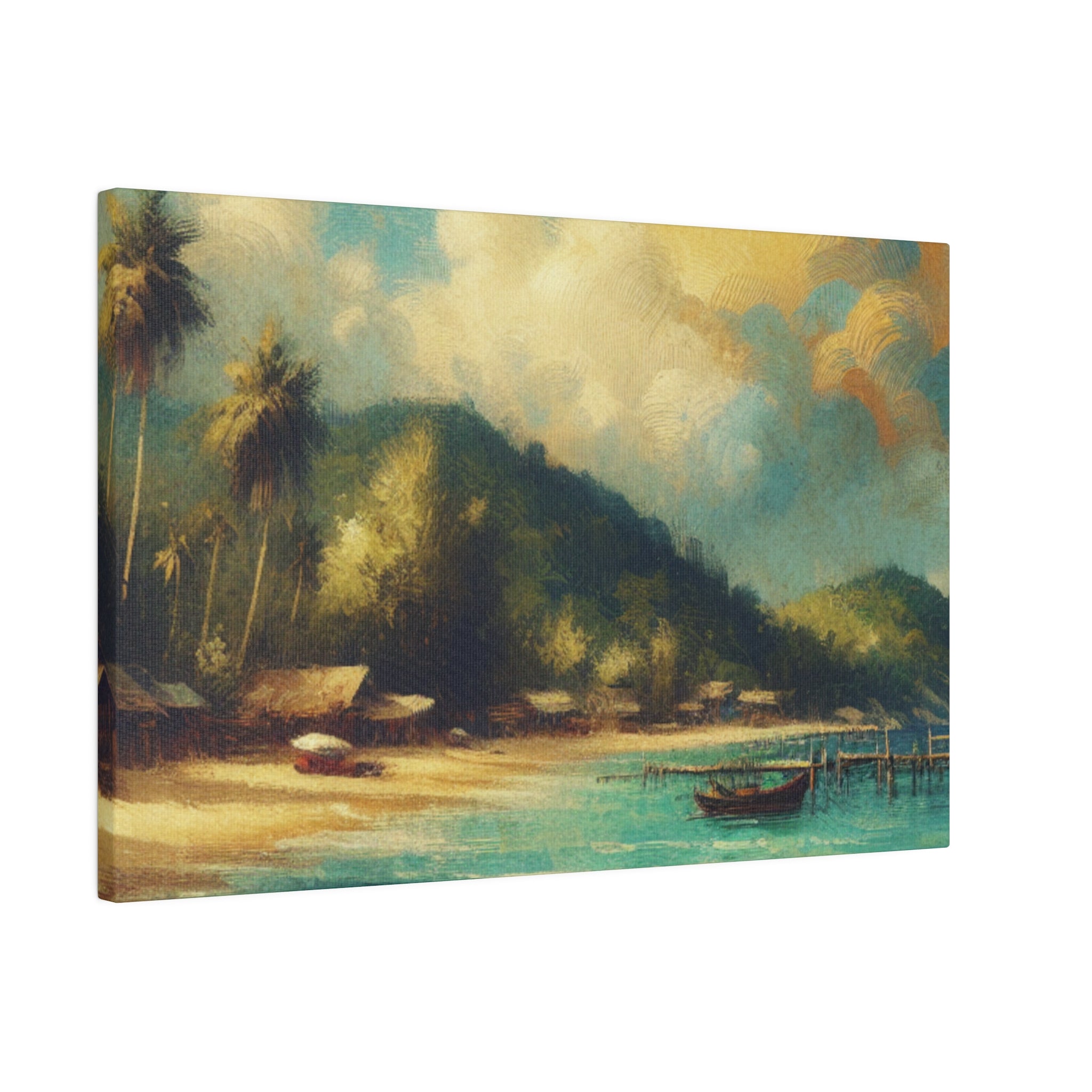 Serene Coastline Remote Island Beach Painting Canvas