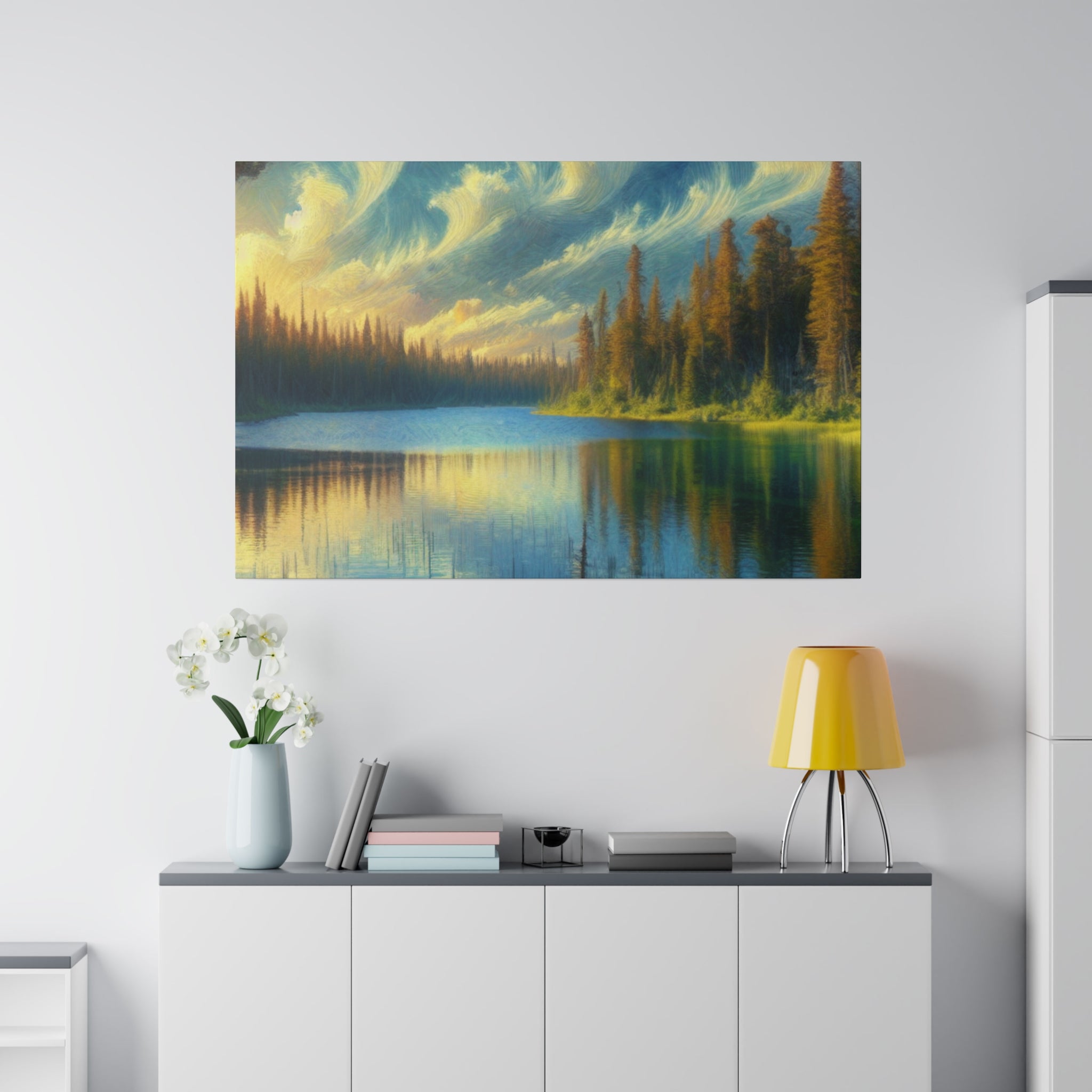 Lake In Solitude Lake Painting Canvas