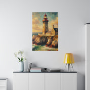 Harbor Illumination Rustic Coastal Wall Art Lighthouse Painting Canvas