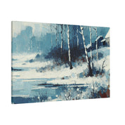 Expressionist Vintage Snowscape Winter Painting Canvas