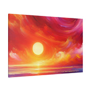 Aurora's Scarlet Veil Sunset Painting Canvas