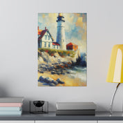 Misty Beacon Coastal Wall Art Lighthouse Painting Canvas