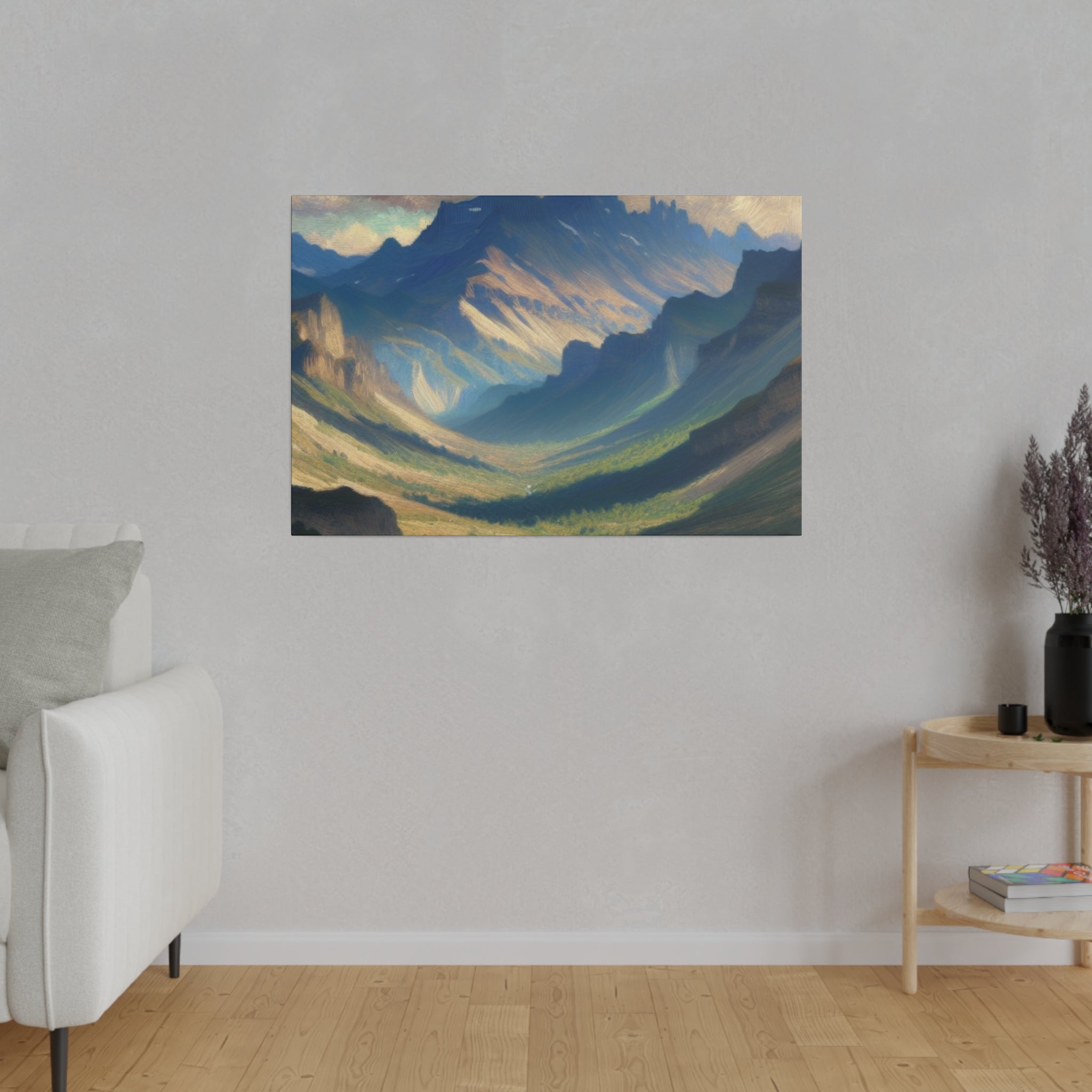 Whispering Valley Reverie Mountain Landscape Painting Canvas