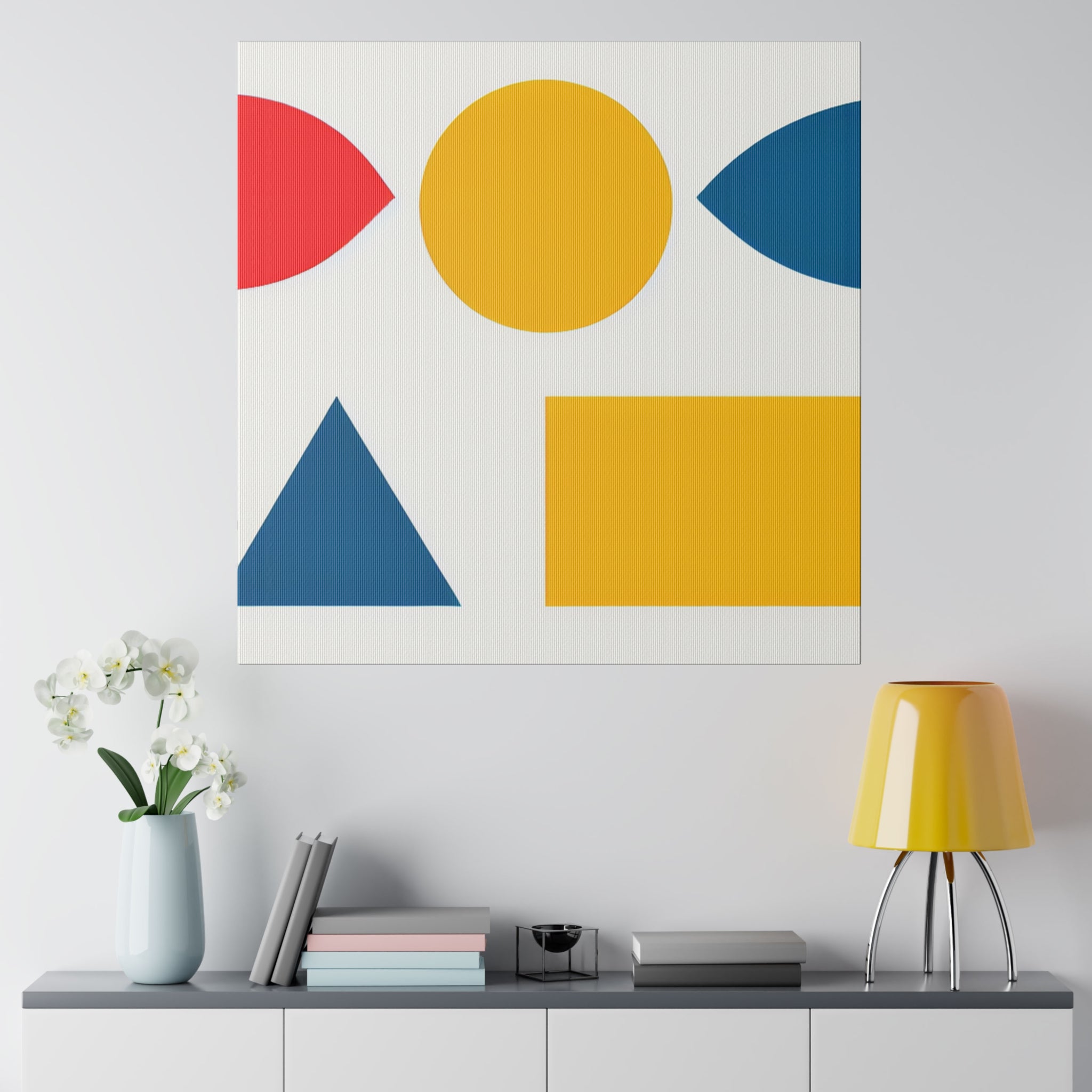 Yellow Red Blue Geometric Colorful Abstract Art Canvas