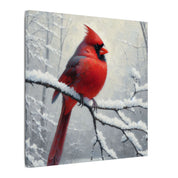 Cardinal in Winter Impressionist Canvas