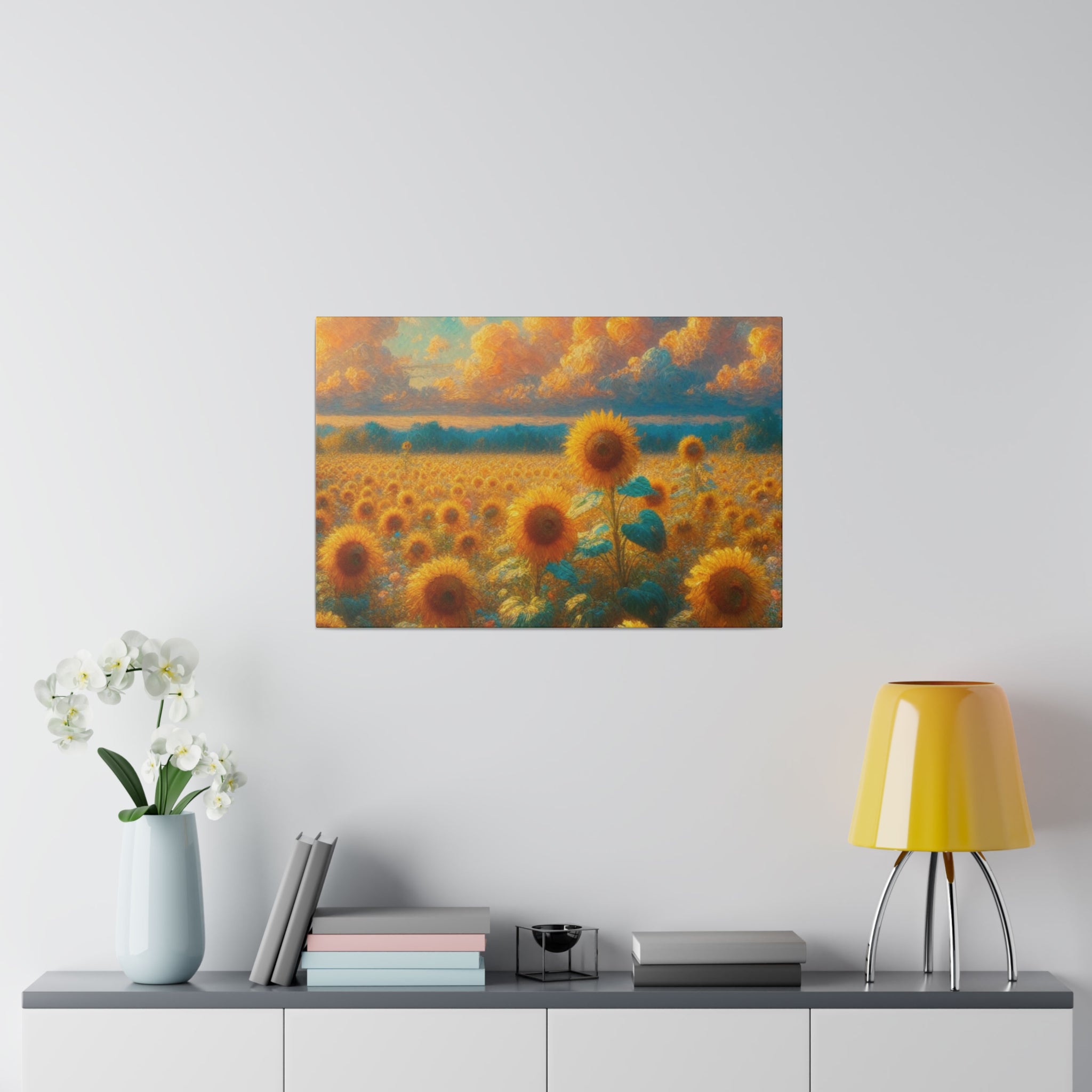 Sunny Harvest Floral Wall Art Sunflower Painting Canvas