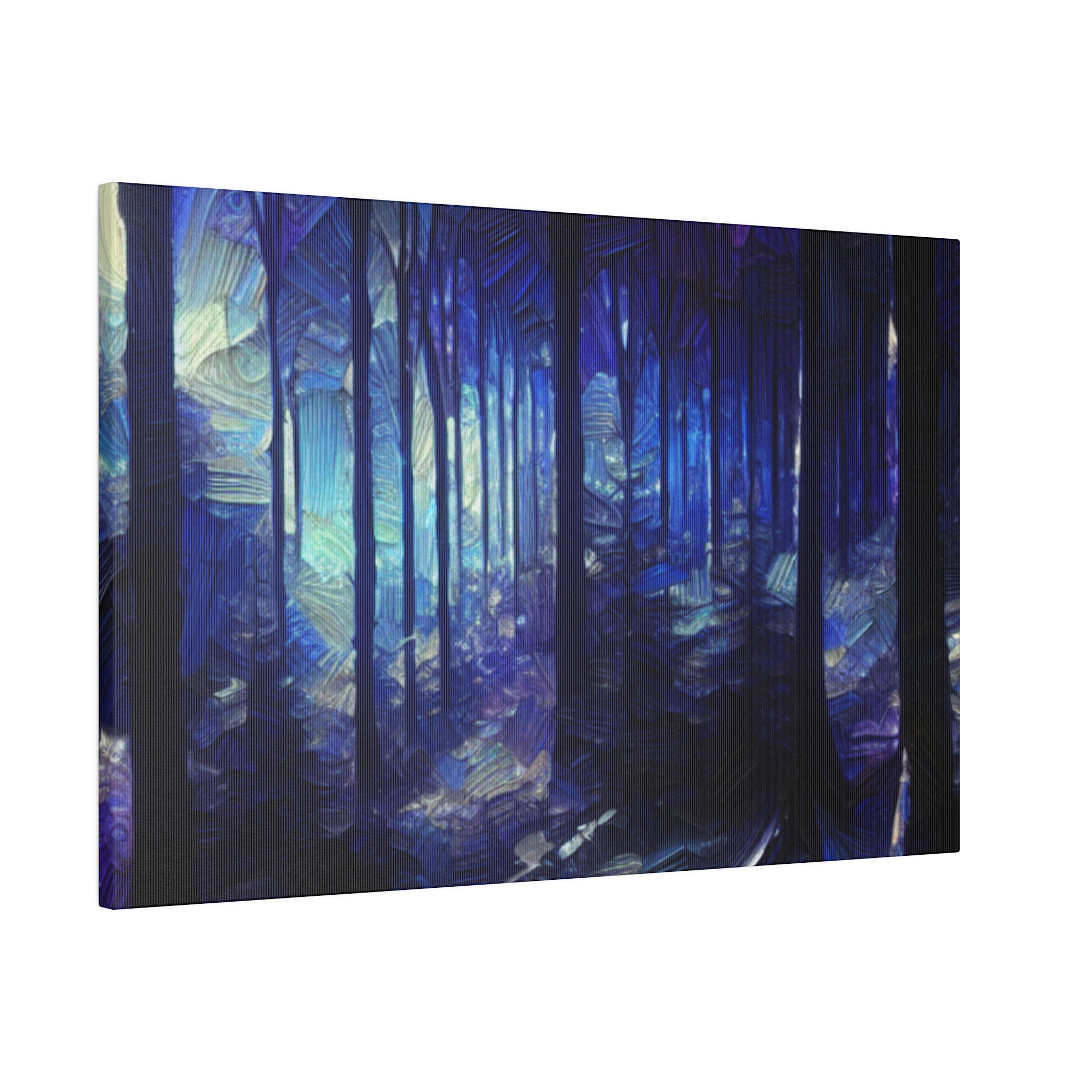 Whispering Blue Timber Symphony Forest Painting Canvas