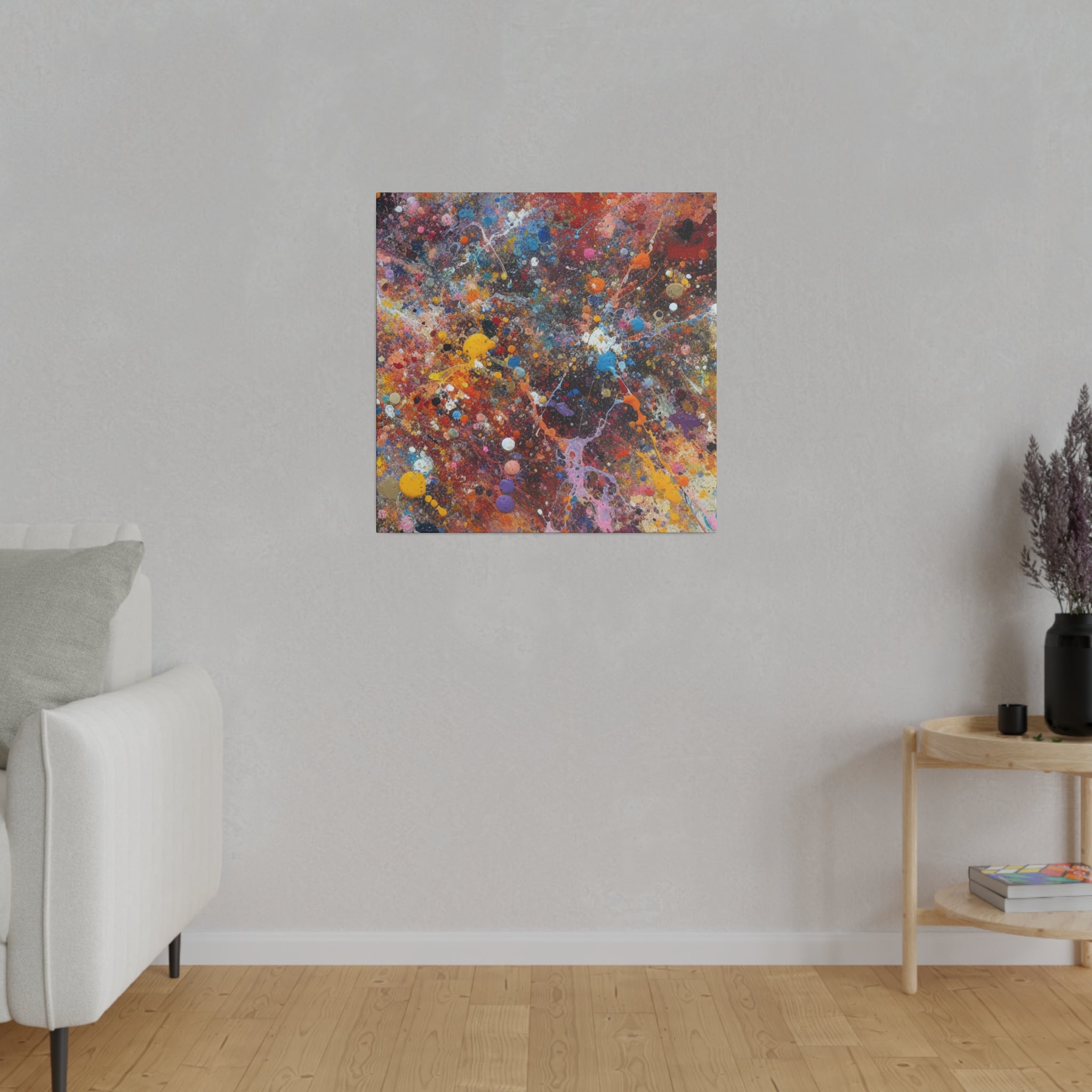 Blue and Fiery Red Expressionist Artwork Abstract Wall Art Canvas