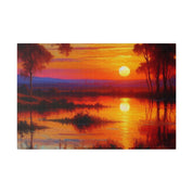 Marsh Mirage Nature Sunset Painting Canvas