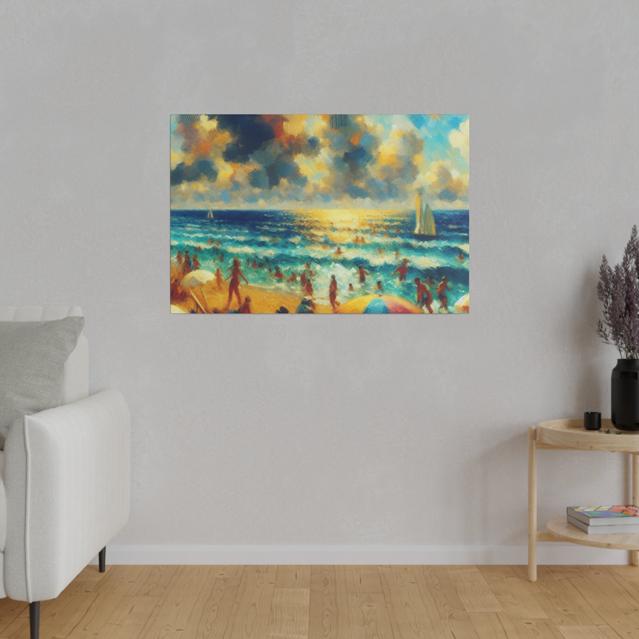 Expressionist Dreams of Coastal Twilight Beach Painting Canvas