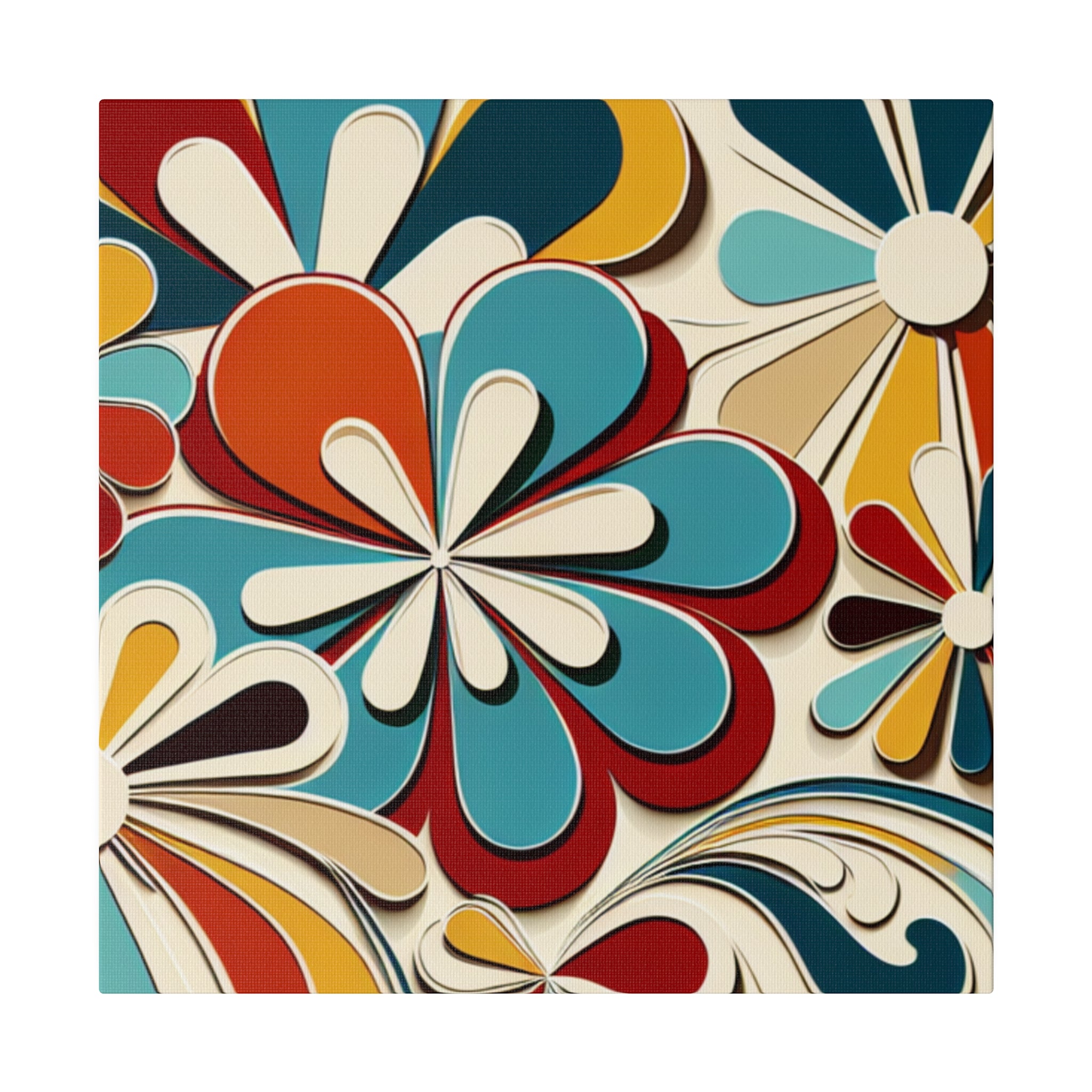 Groovy Blossom Reverie Floral Wall Art 70s Artwork Canvas