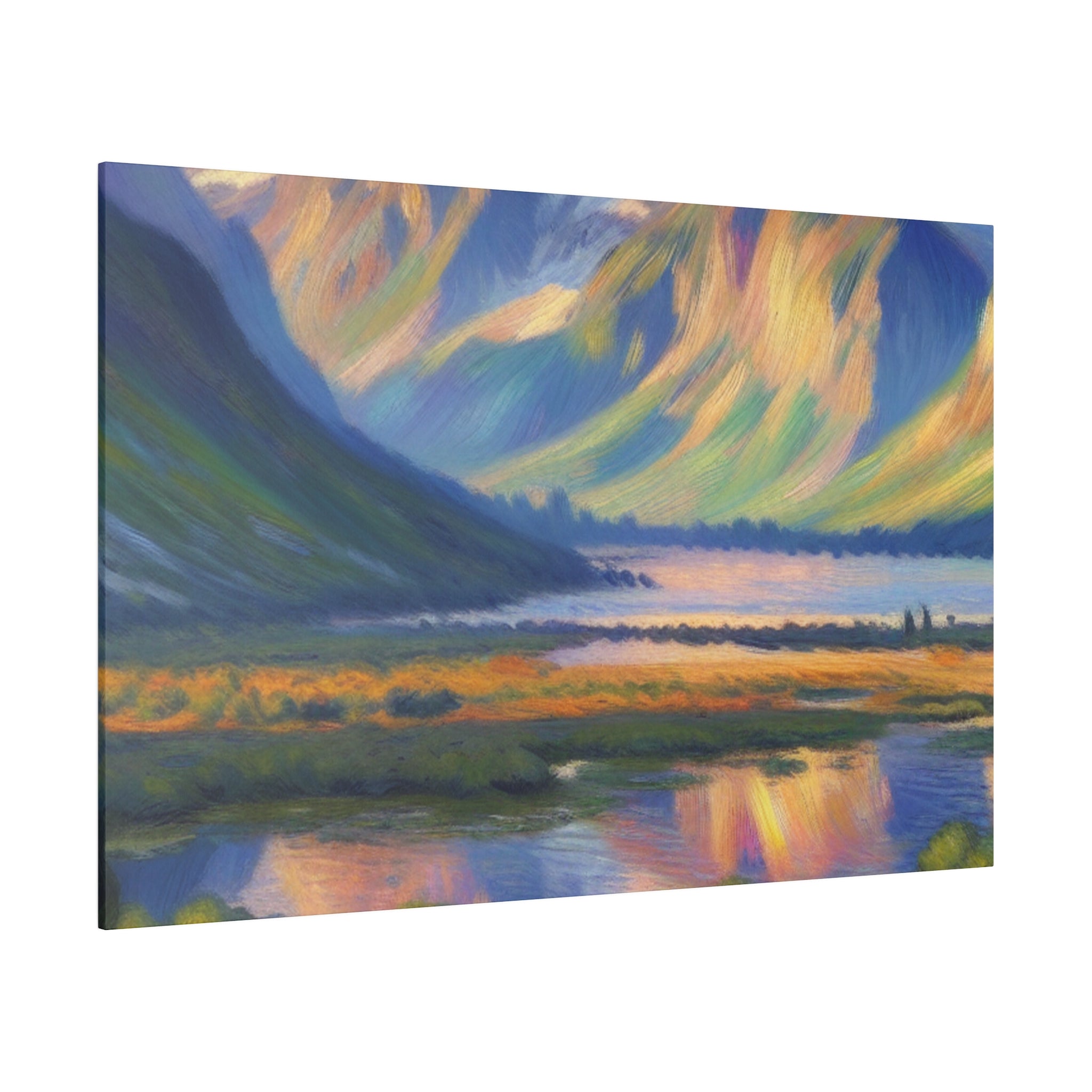 Majestic Valley Lake Mountain Landscape Painting Canvas