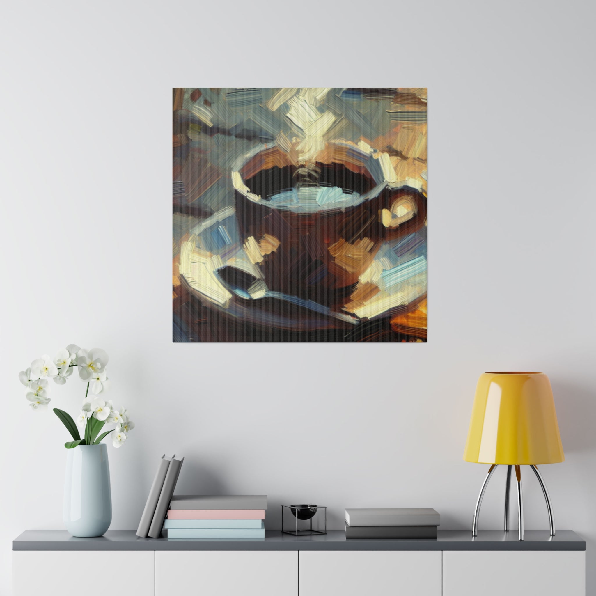 Quiet Morning Rustic Cafe Wall Decor Coffee Painting Canvas