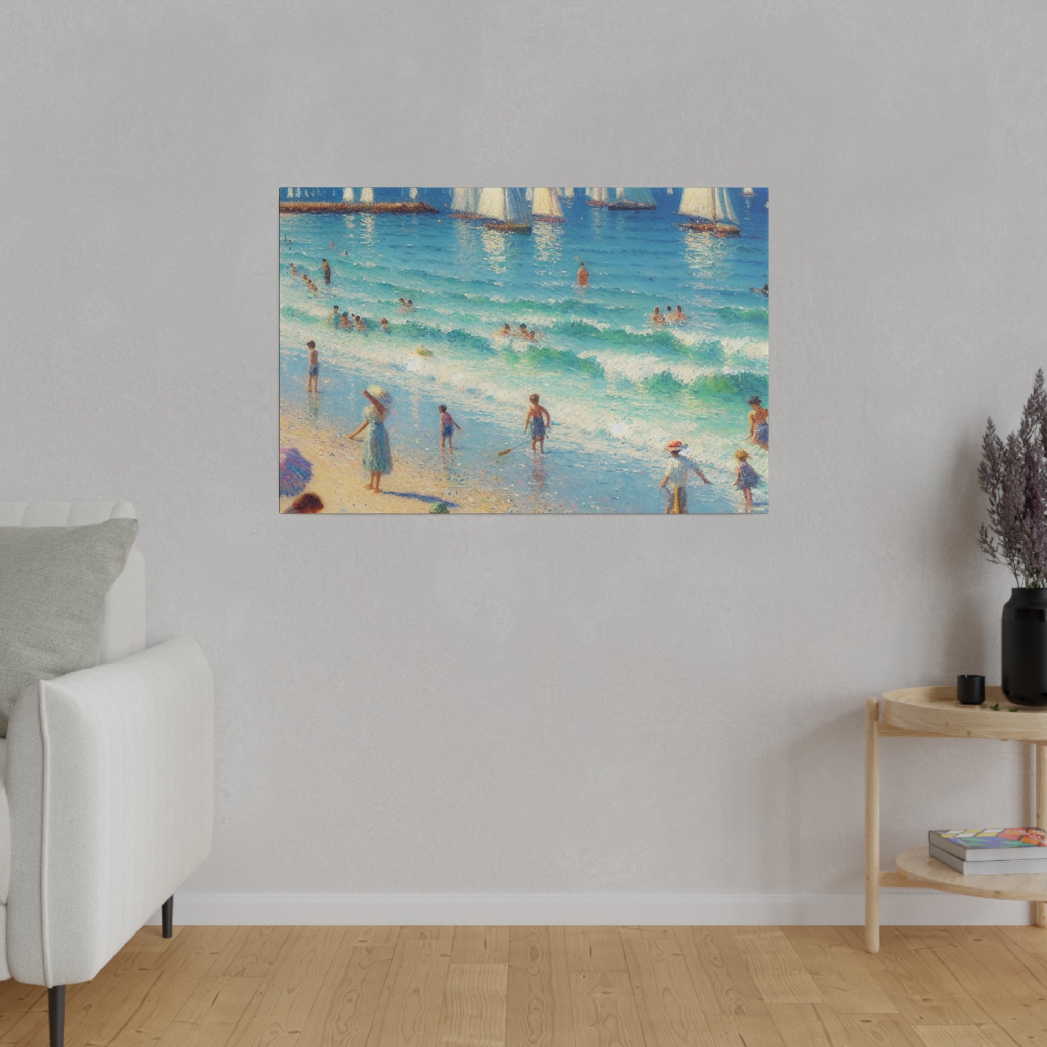 Seaside Nostalgia Beachscape Beach Painting Canvas