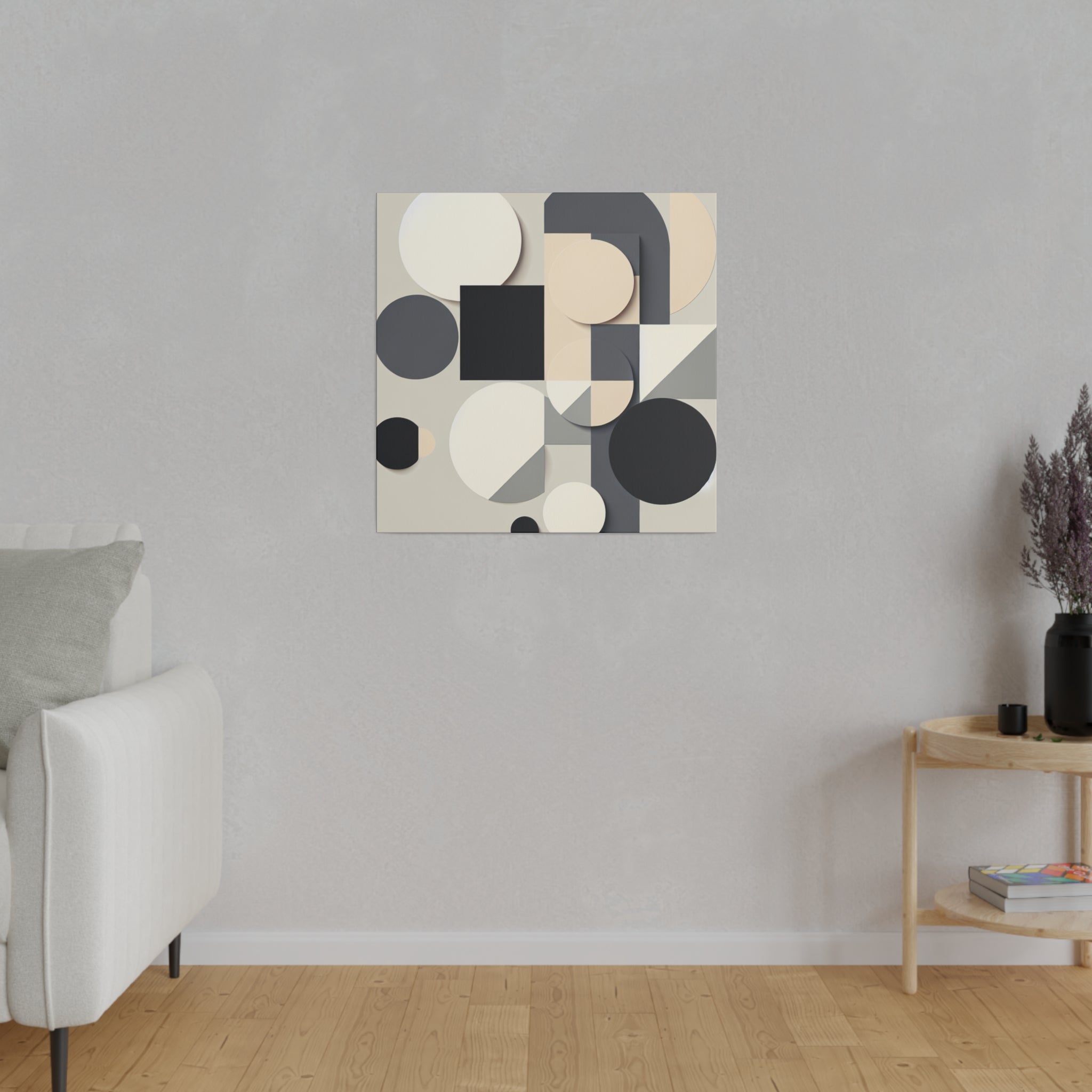 Black White Beige Geometric Abstract Wall Decor Painting Canvas