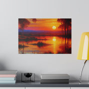 Marsh Mirage Nature Sunset Painting Canvas