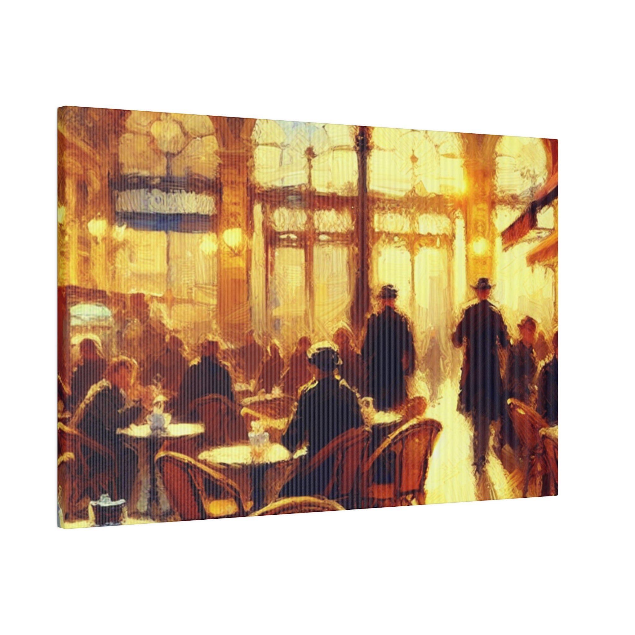 Bustling European Espresso Cafe Artwork Canvas