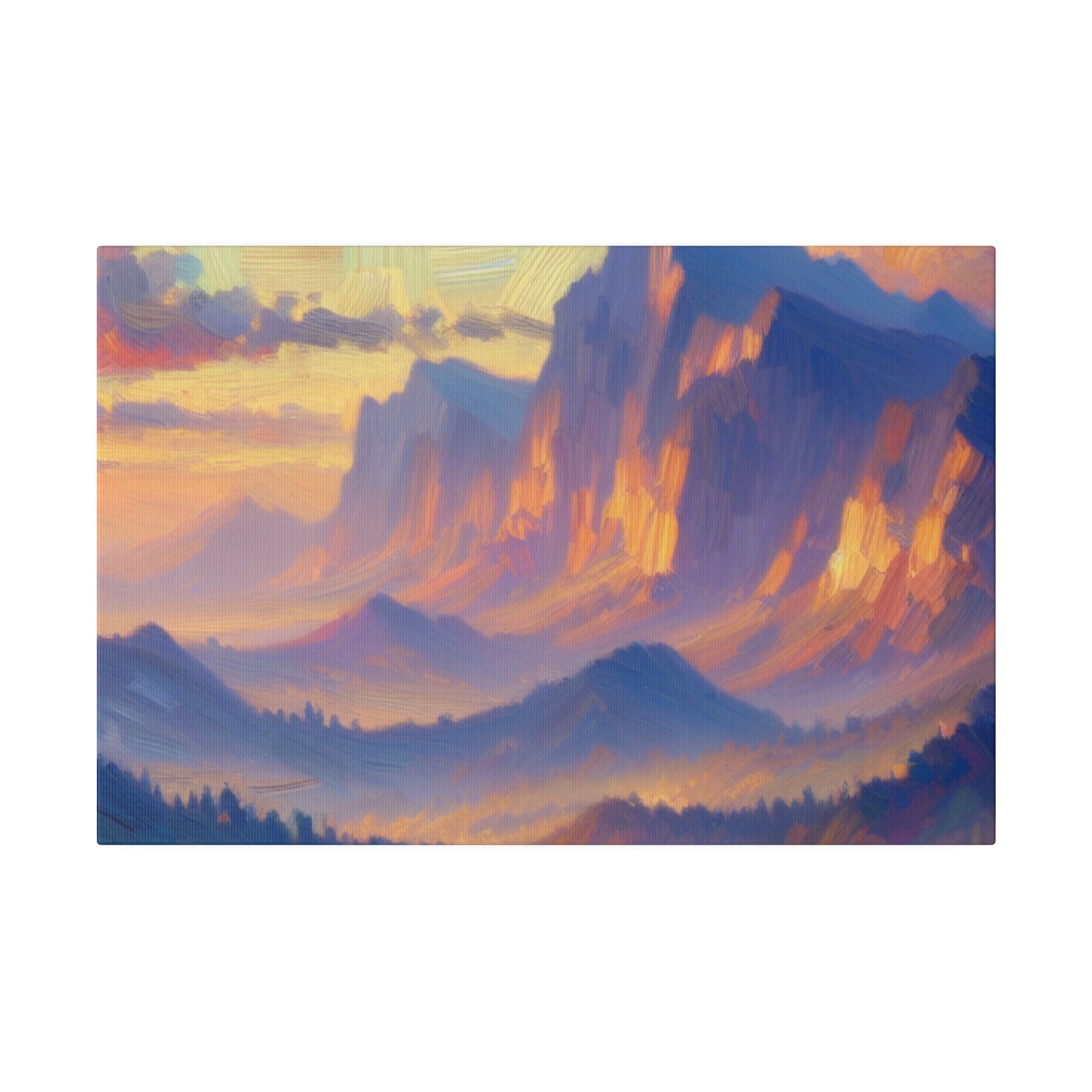 Impressionist Summit Serenity Mountain Landscape Painting Canvas