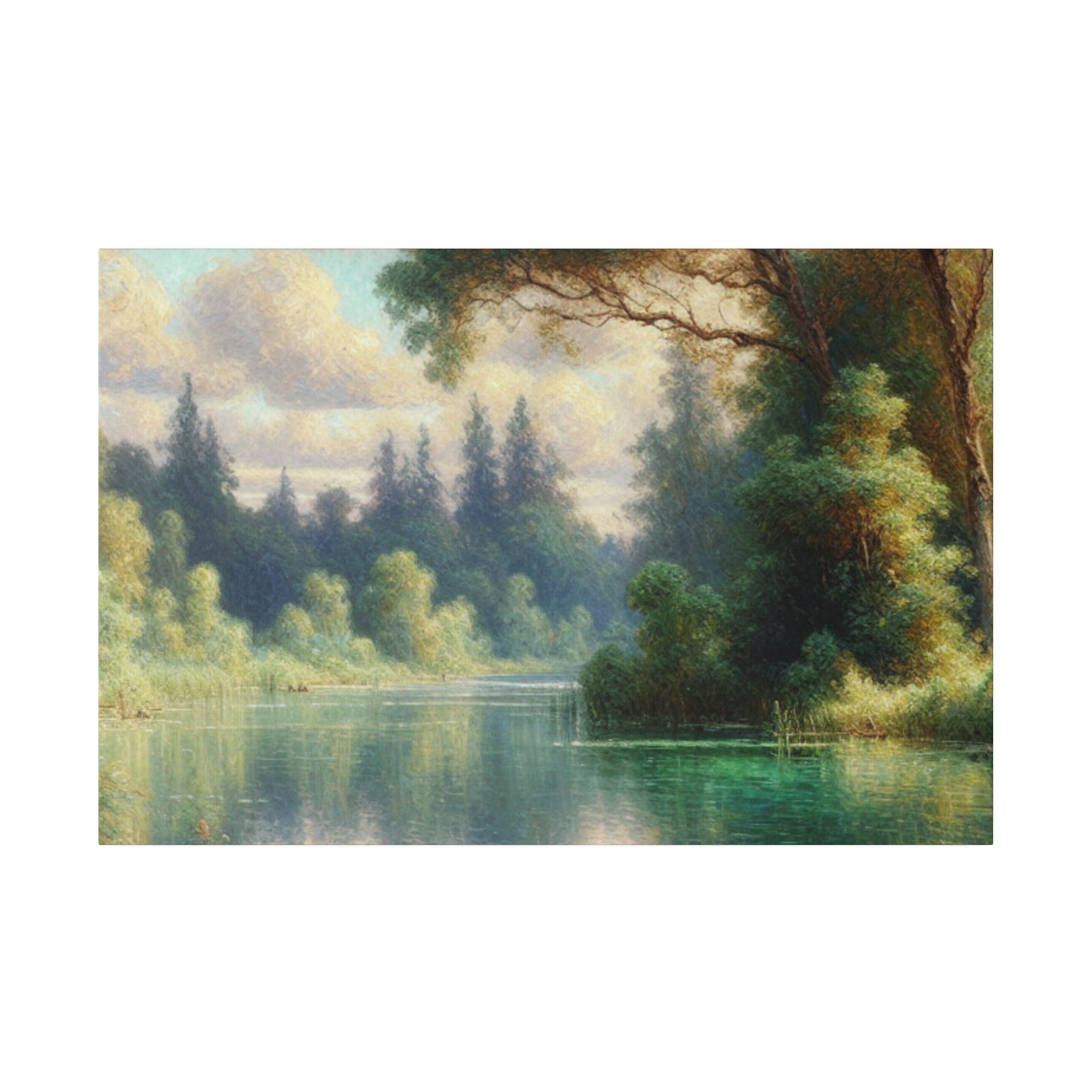 Serene Waterscape Symphony Lake Painting Canvas