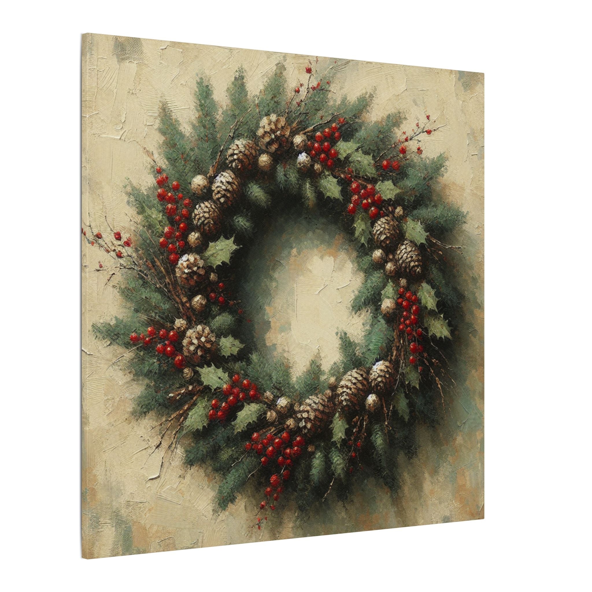 Rustic Christmas Wreath Canvas