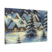 Cozy Cottages Expressionist Snowscape Winter Painting Canvas