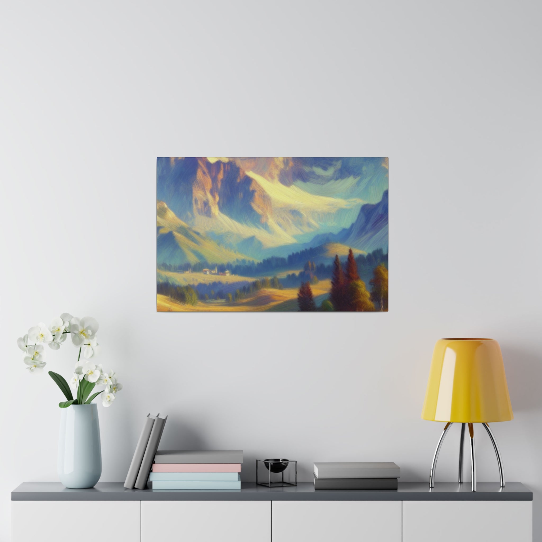 Impressionist Echoes of Majestic Peaks Mountain Landscape Painting Canvas