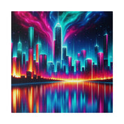 Surreal Neon Art Cityscape City Painting Canvas