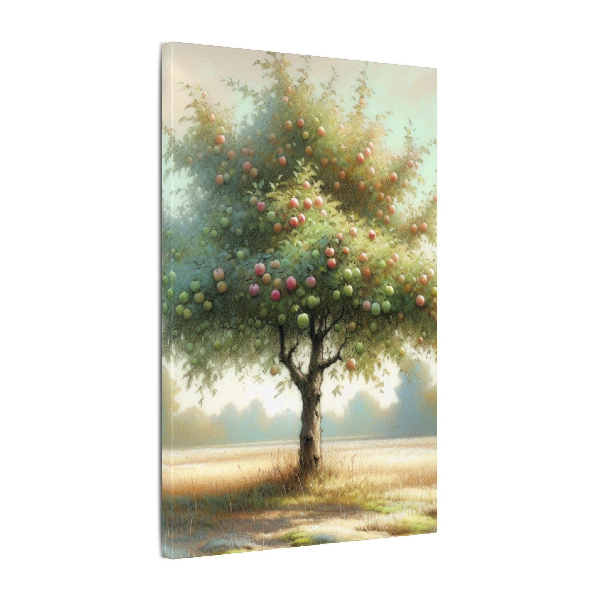 Apple Tree in Meadow Watercolor Canvas
