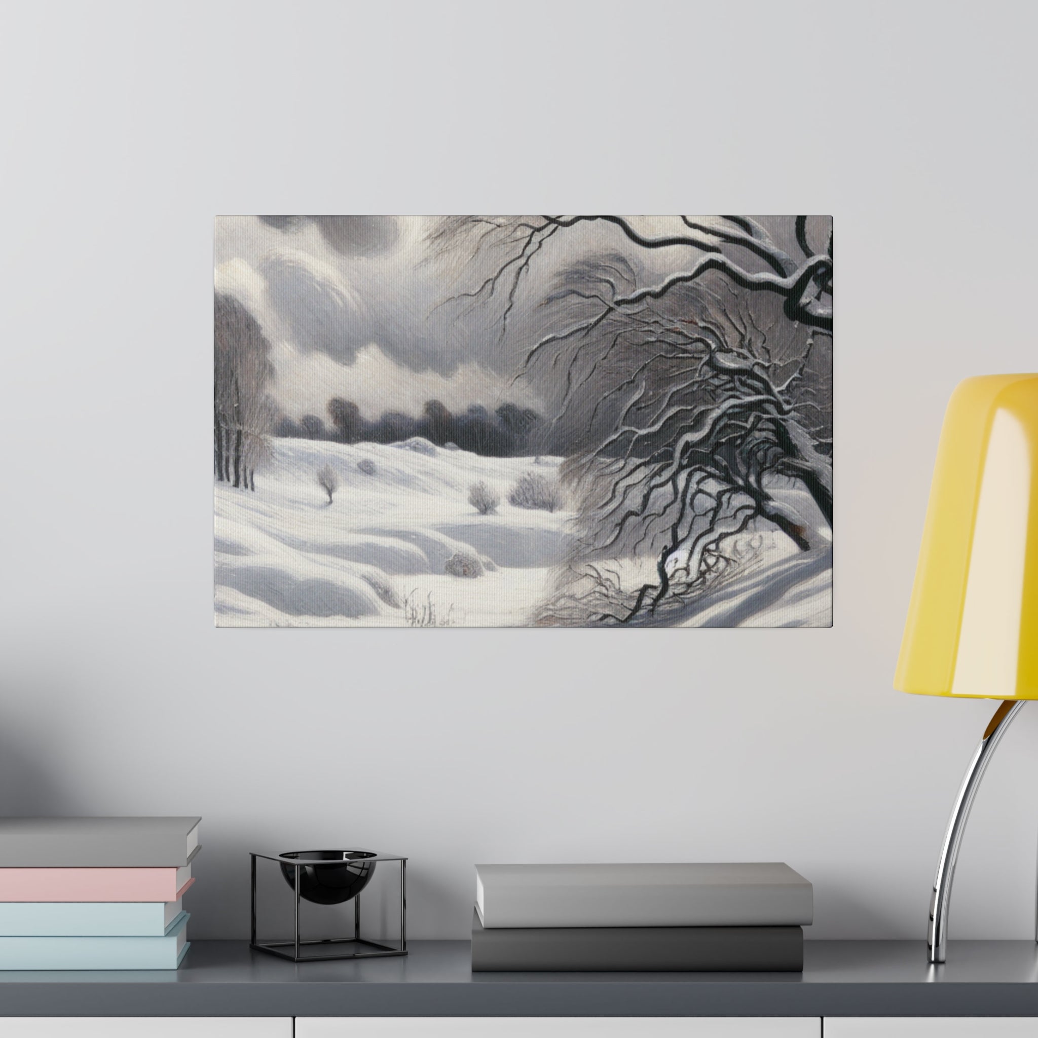 White Hues on Ageless Frost Winter Snow Painting Canvas