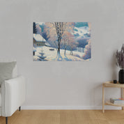 Frosty Epoch Cabin Snowscape Winter Painting Canvas