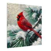Cardinal on a Snowy Pine Canvas