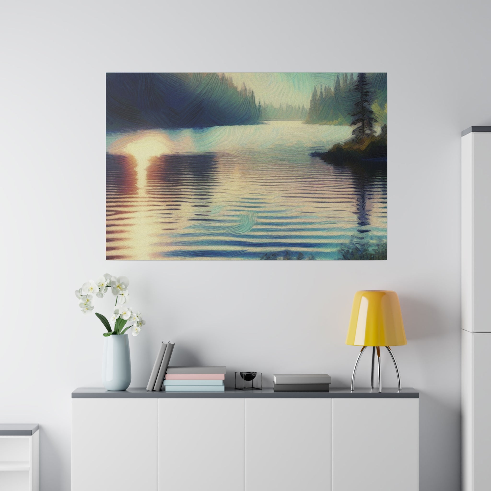 Serene Lake Whispers Lake Painting Canvas