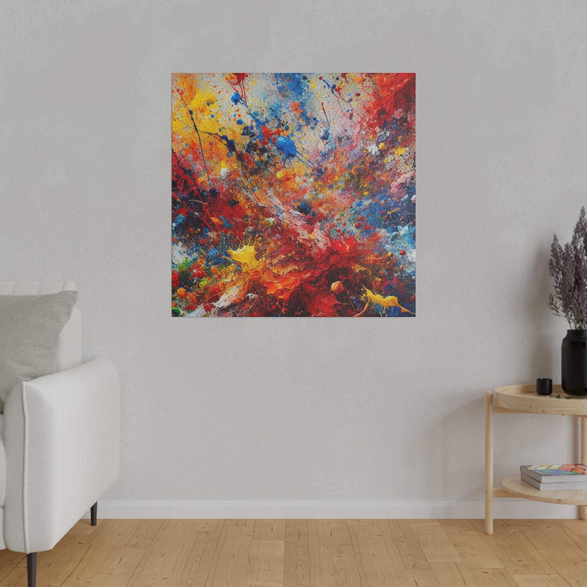 Splatter Symphony Multi-Coloured Abstract Wall Art Canvas