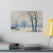 Snowscape Painting | Snowy Field Landscape | Winter Scene Wall Art Canvas