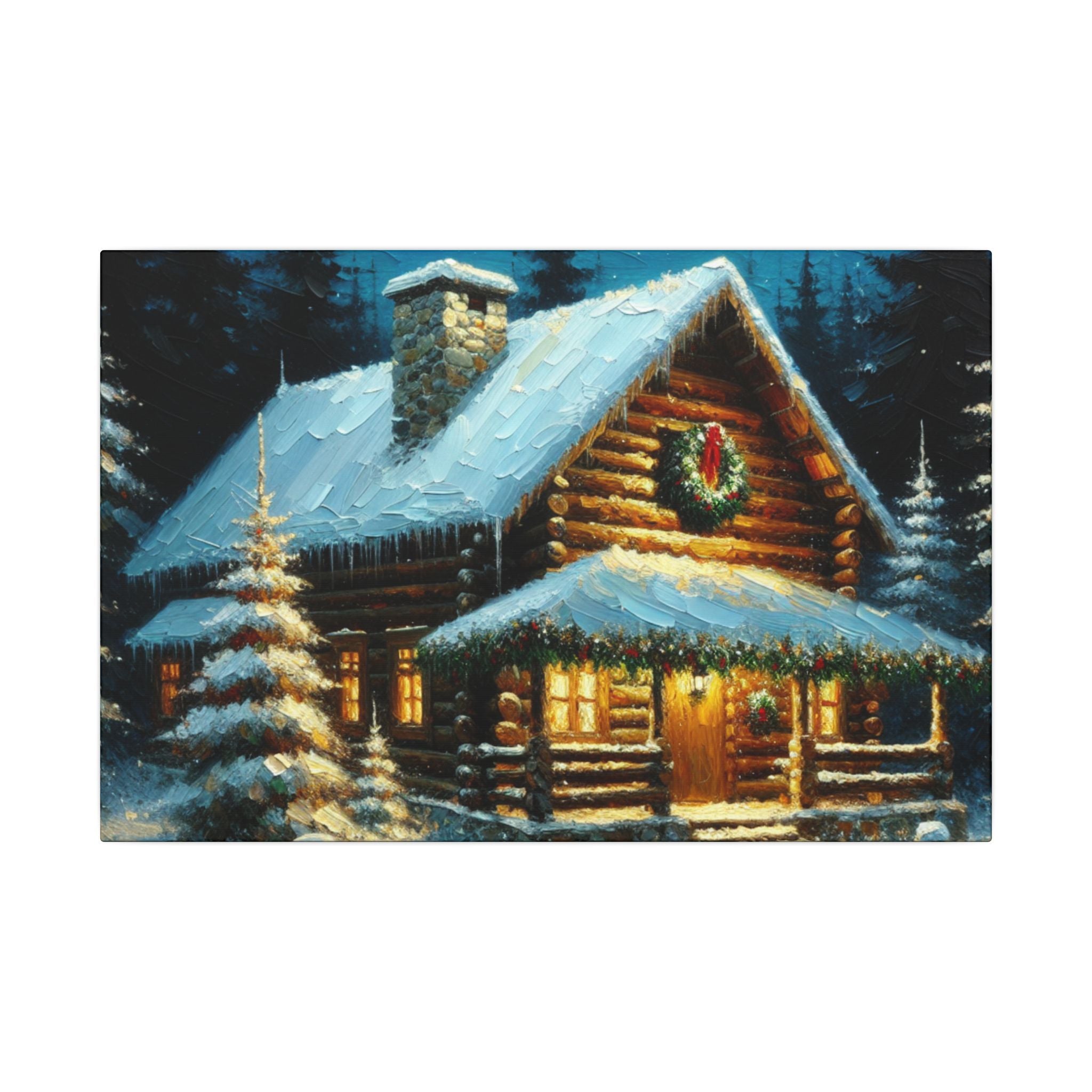 Christmas Cabin in the Woods Canvas