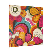 Psychedelic Petals Floral Wall Art 70s Artwork Canvas