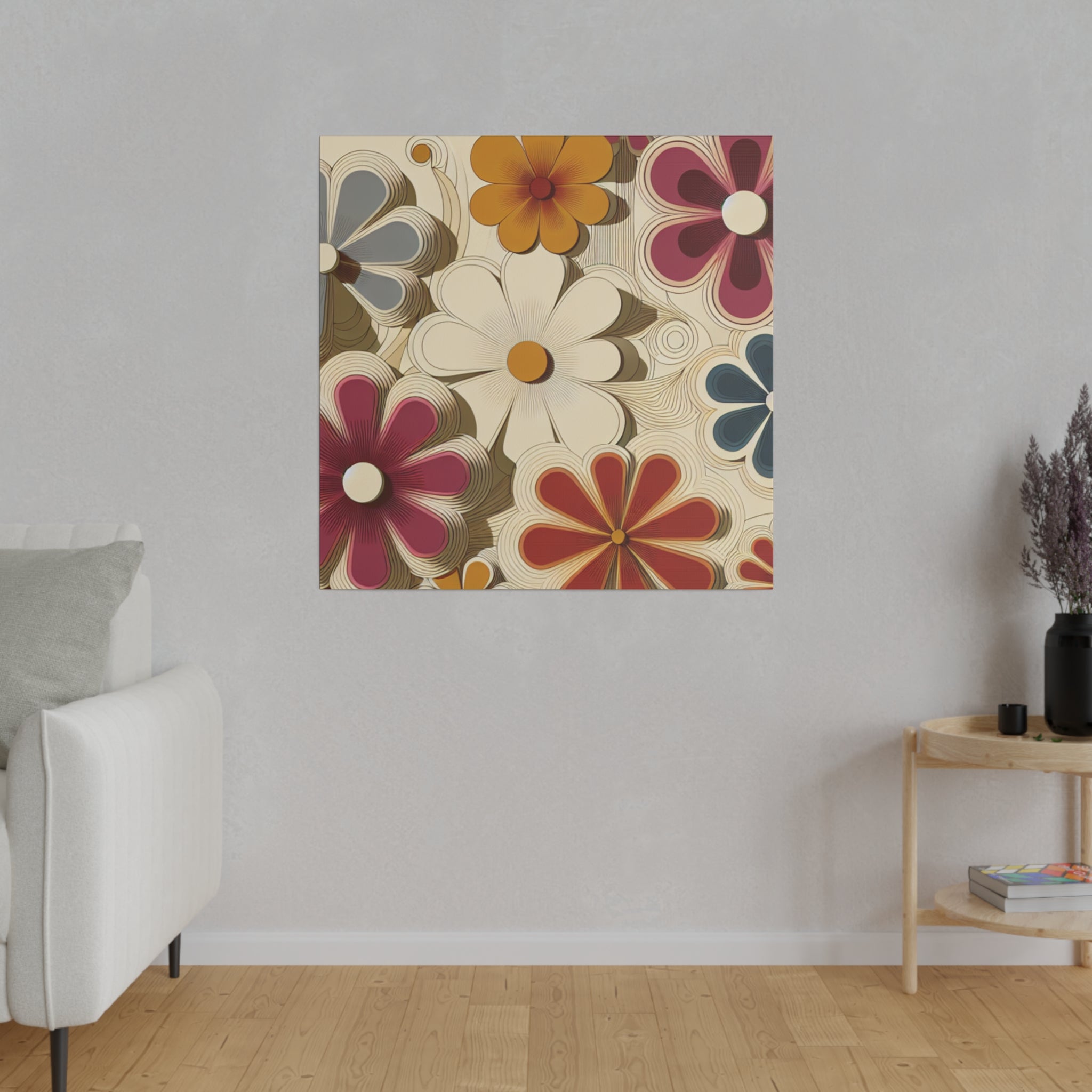 Blooming Rhapsody Floral Wall Art 70s Artwork Canvas