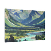 River Valley Mountain Landscape Painting Canvas