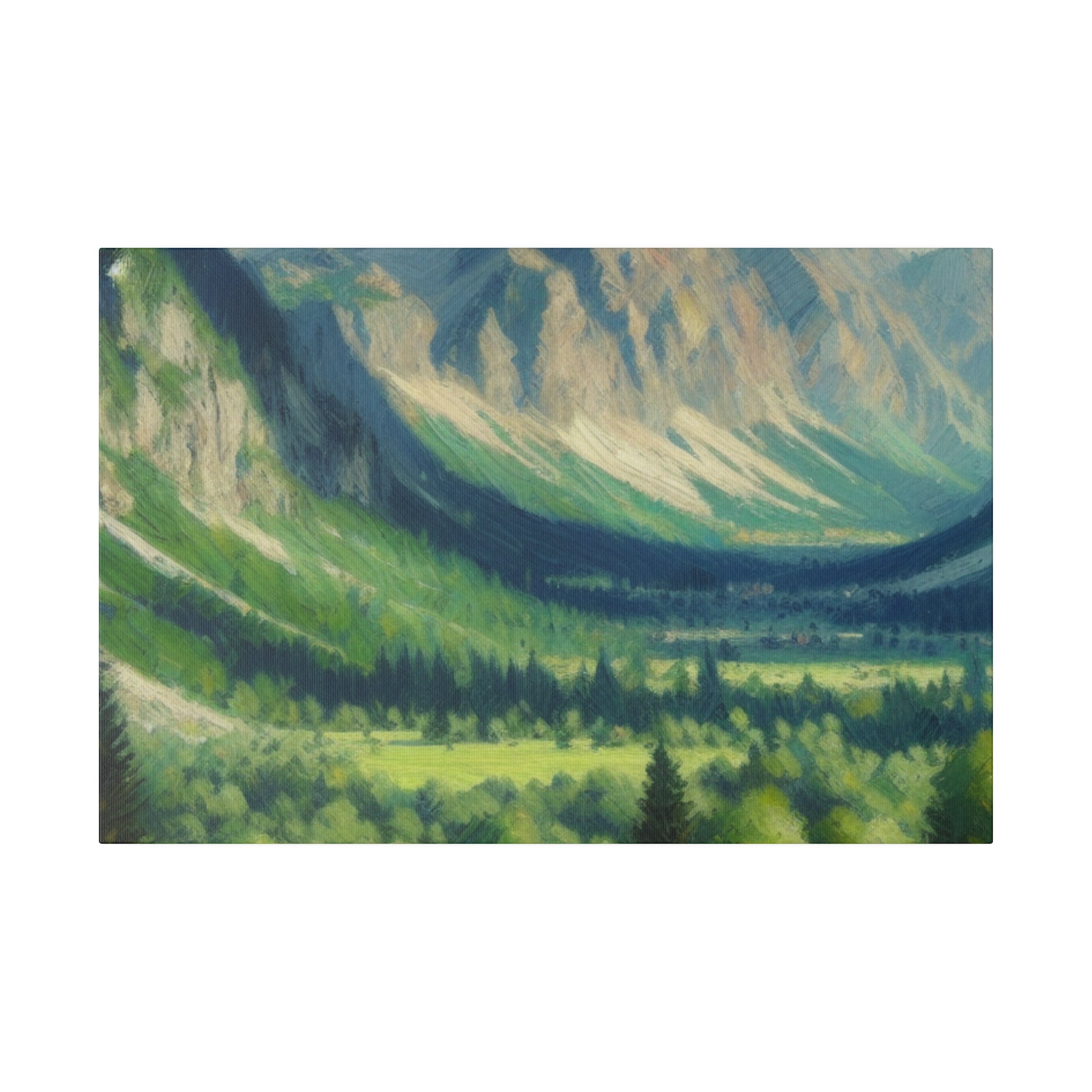 Whispering Peaks Vista Mountain Landscape Painting Canvas