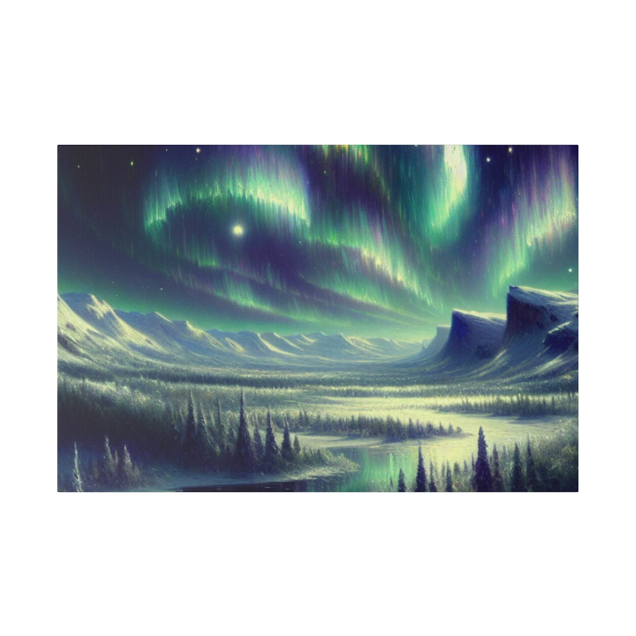 Winter Snowy Dream Northern Lights Painting Canvas