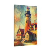 Luminous Beacon Of Light Coastal Wall Art Lighthouse Painting Canvas