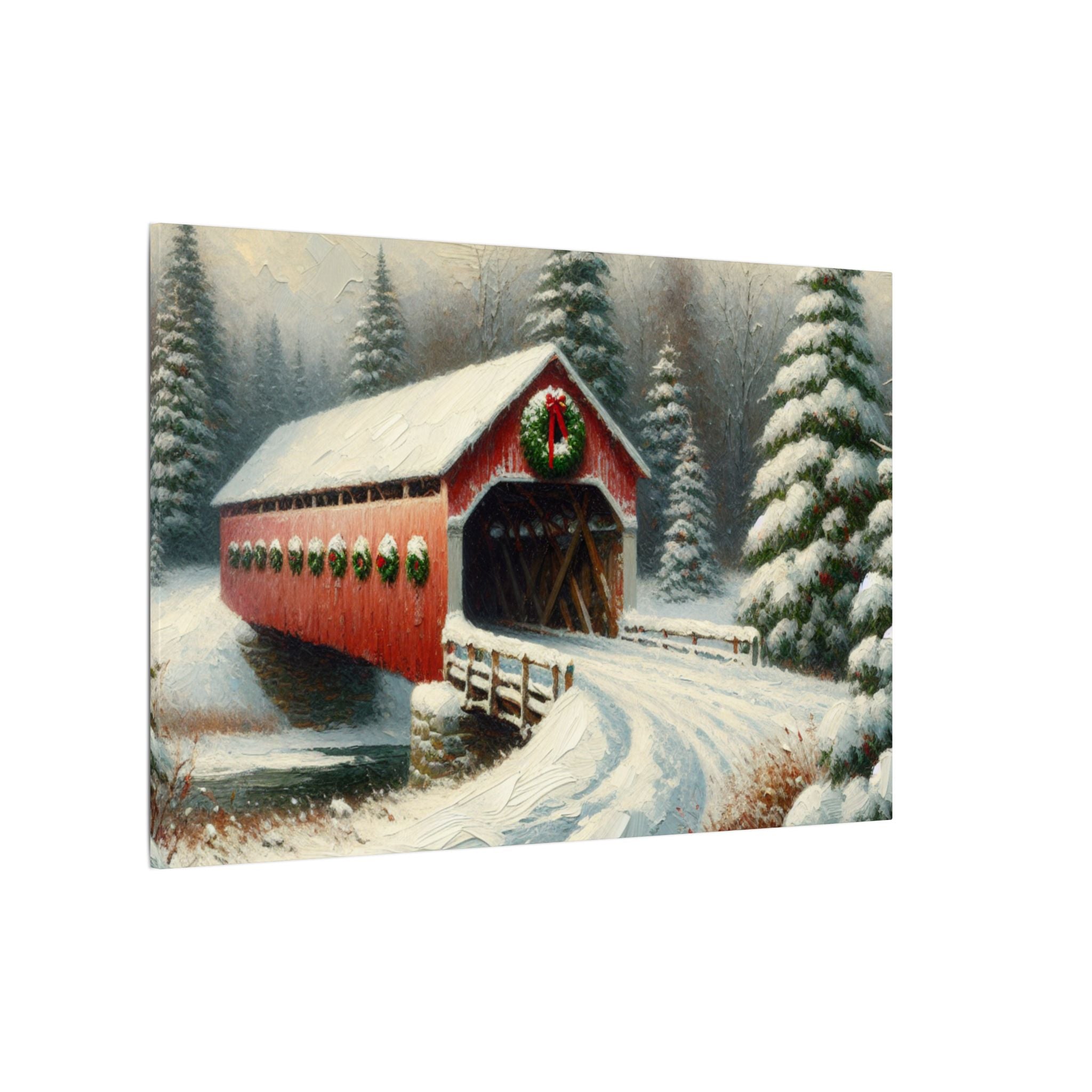 Red Christmas Bridge Canvas