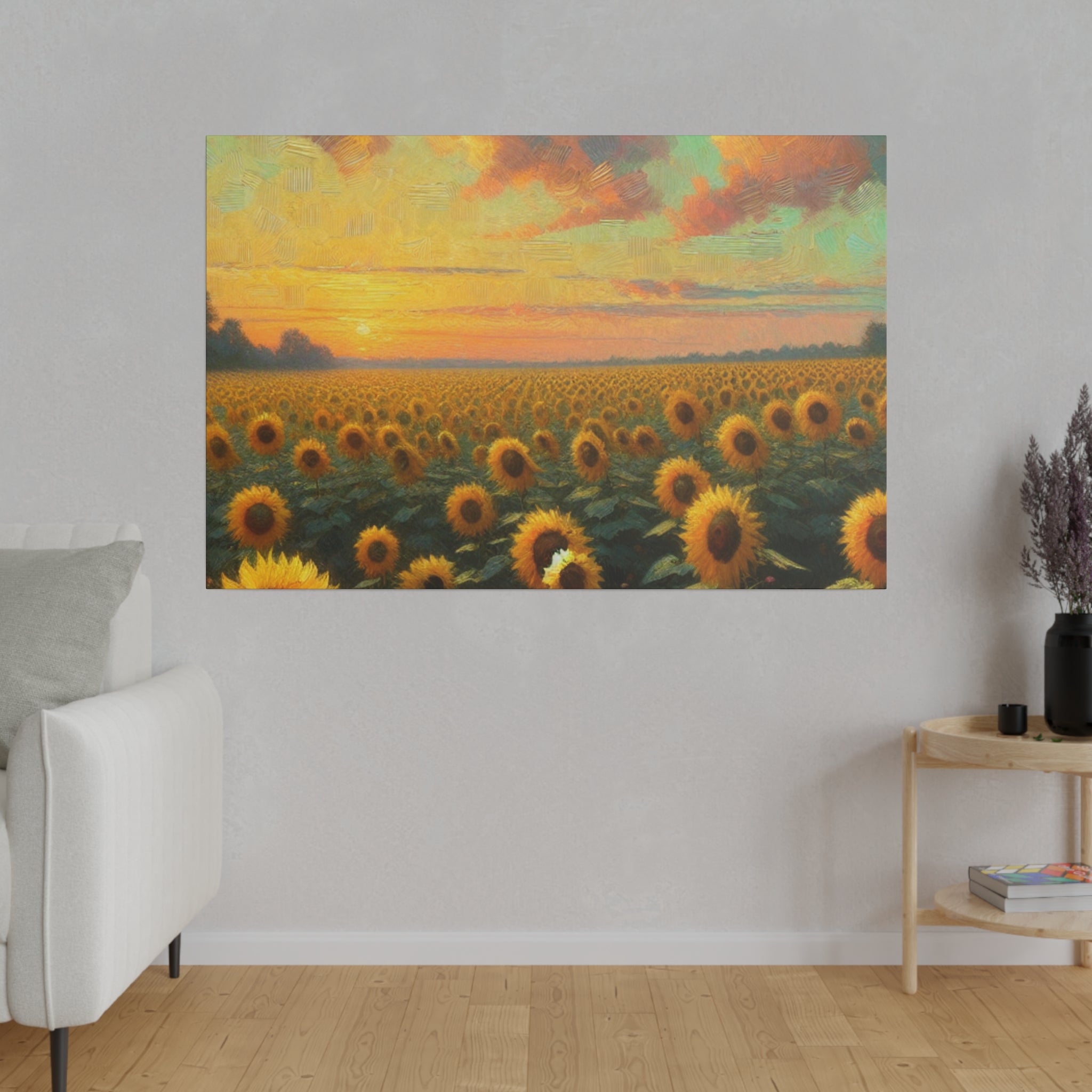 Sunflower Scenery Floral Wall Art Sunflower Painting Canvas