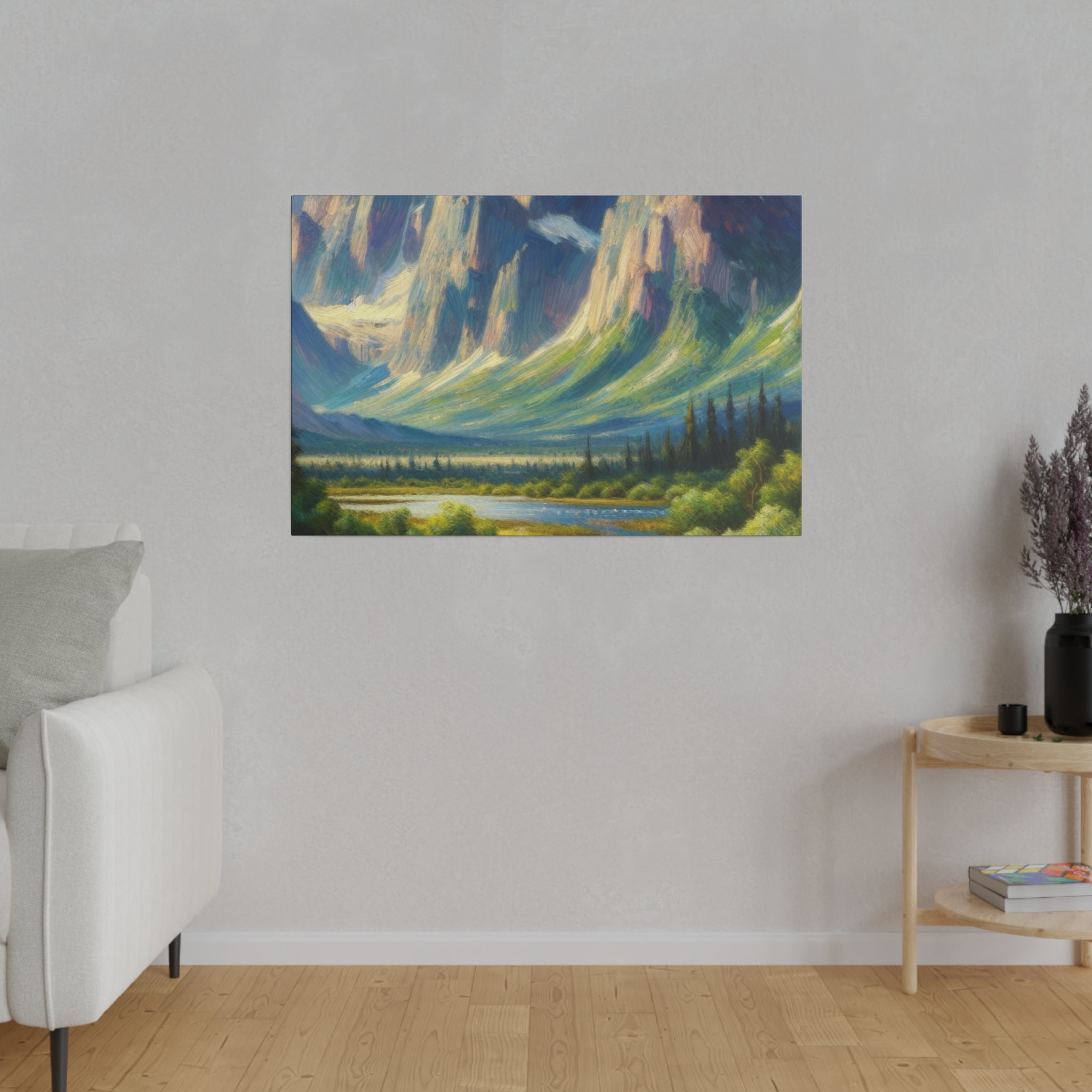 Impressionist Summit Dawn Mountain Landscape Painting Canvas