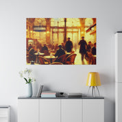 Bustling European Espresso Cafe Artwork Canvas