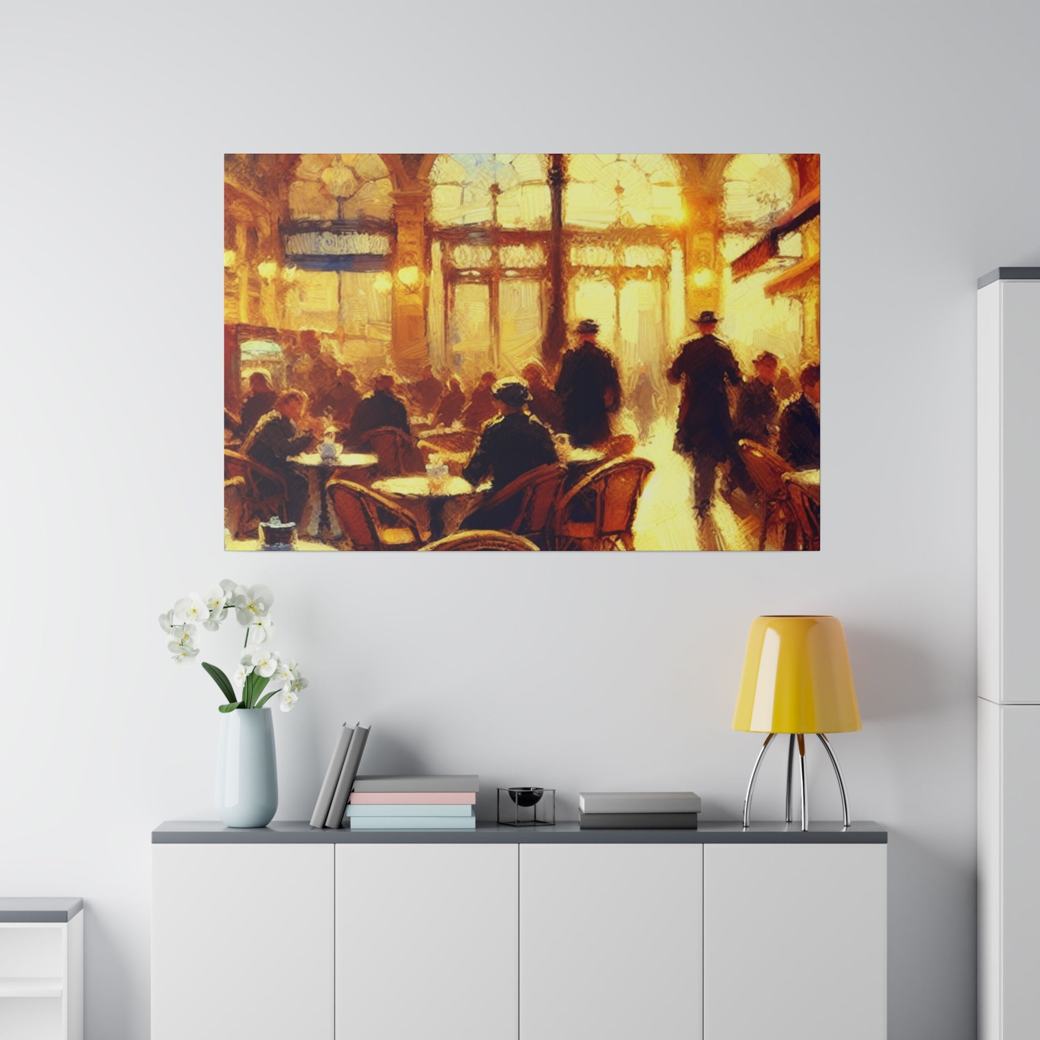 Bustling European Espresso Cafe Artwork Canvas