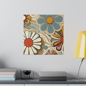 Psychedelic Petals Floral Wall Art 70s Artwork Canvas