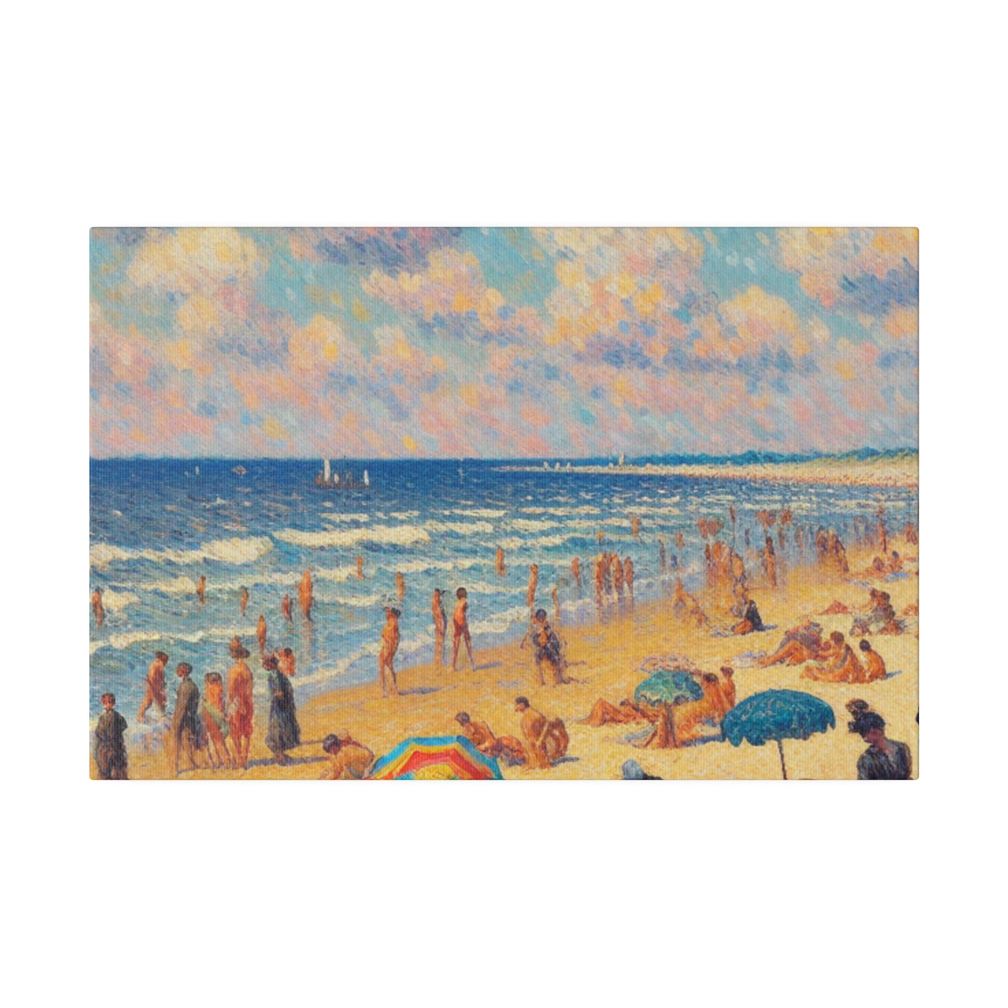 Sunday Beach Day Coastal Decor Beach Painting Canvas