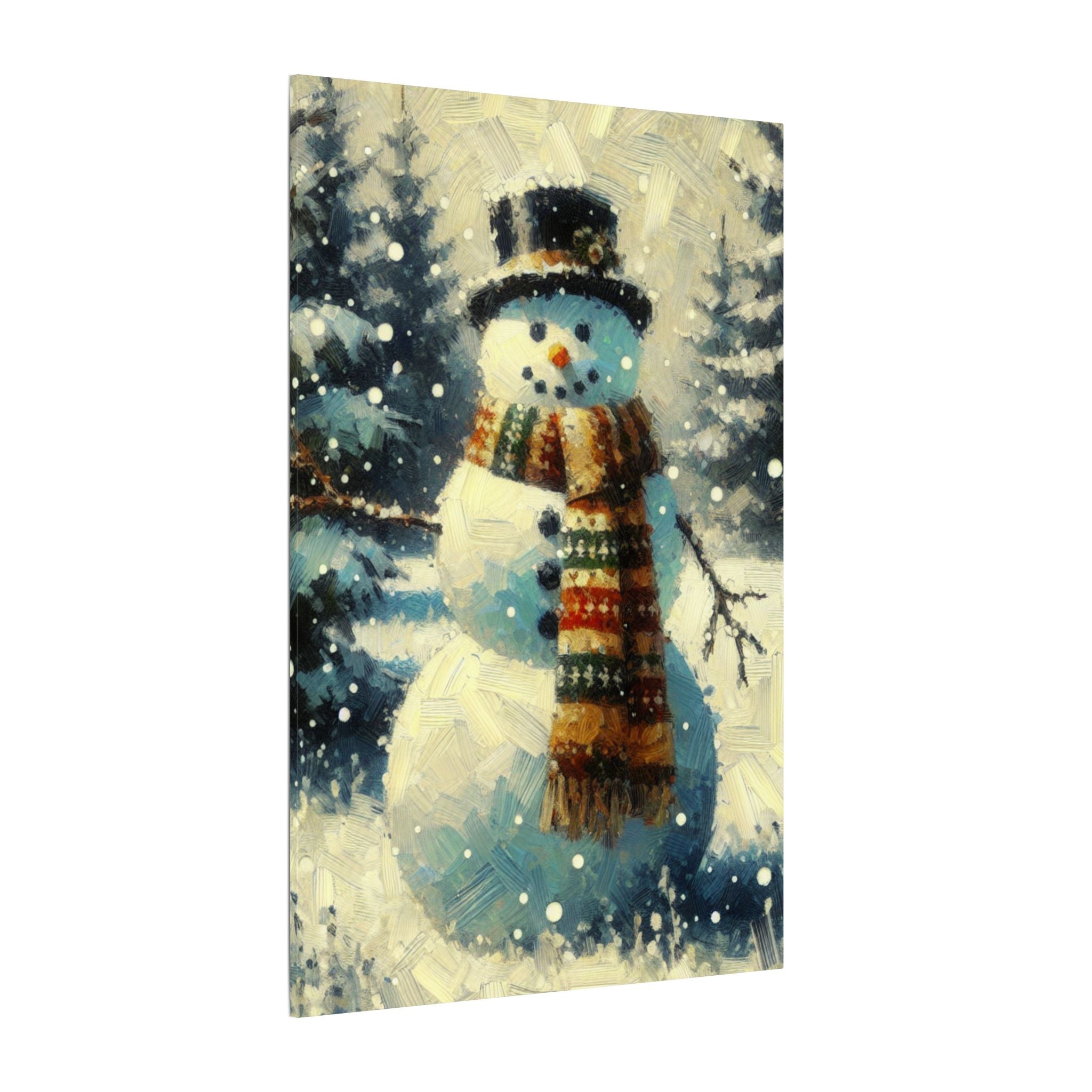 Snowman in Winter Field Canvas