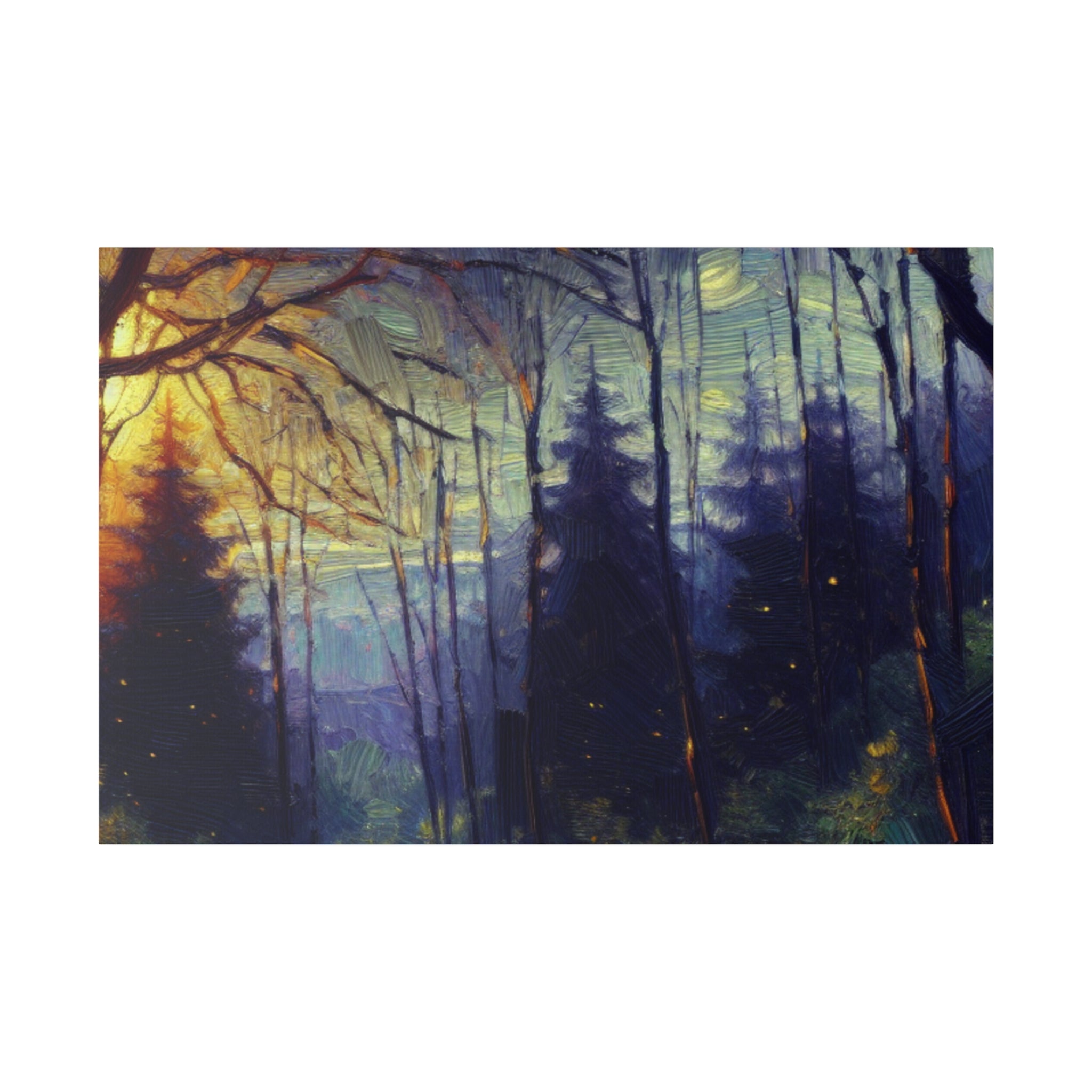 Dropping Sun On The Forest Painting Canvas